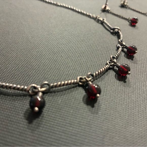 Rare Retired James Avery Garnet Necklace and Earring Set - Picture 4 of 8